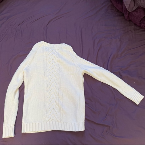 LOFT Cold Shoulder Cable Knit Sweater in Cream Size S - Picture 5 of 6
